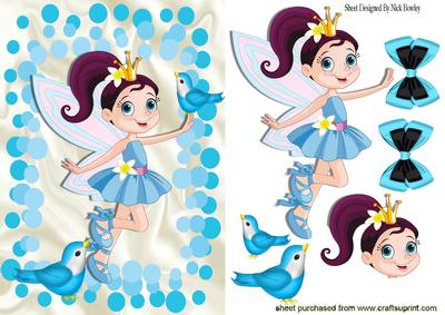 Faerie Princess with Blue Birds in Bubble Frame