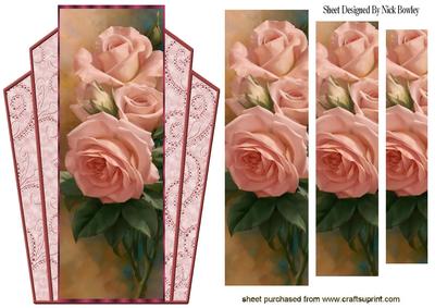 Art Deco Frame with Pink Roses Pyramids