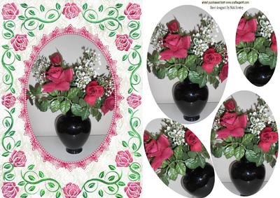 Red Silk Roses & Gypsophila Oval Pyramids