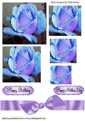 Beautiful Blue Rose with Lilac Bow Pyramids