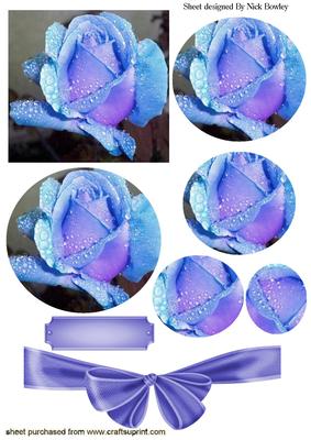 Beautiful Blue Rose Oval Pyramid with Bow