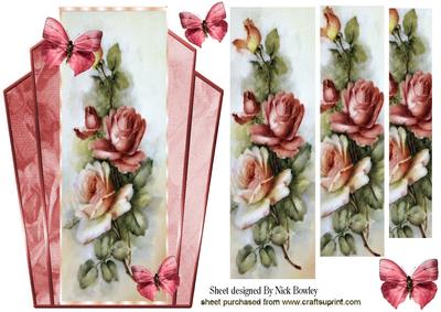Shades of Pink Roses, Art Deco Topper with Pyramids
