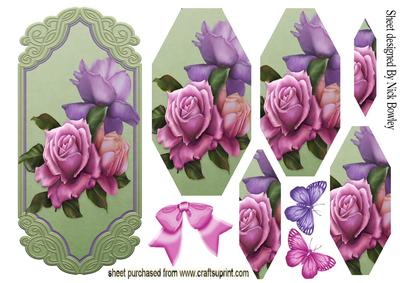 Edwardian Pink & Lilac Roses on a Plaque Pyramids