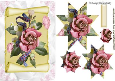 Pretty Pink Star Pyramid Roses on a Scroll