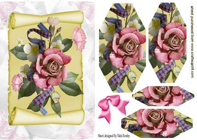Pretty Pink Pyramid Roses on a Scroll