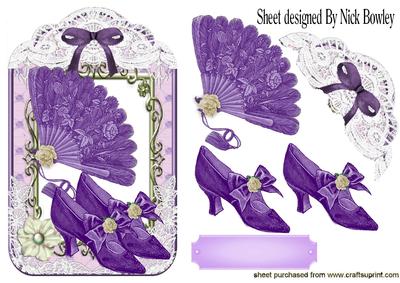 Pretty Lace Purple Vintage Fan & Shoes