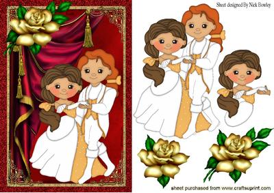 Prince and Princess Dancing, with Gold Rose
