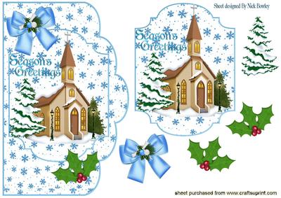Pretty Church Topper with Holly Card Front