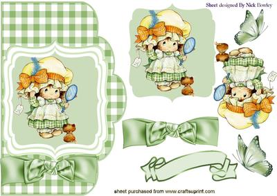 Cute Girl Topper with Kittie Card Front