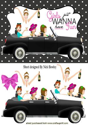 Girls Night Out in a Car in Polkadot Frame