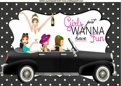 Girls Night Out in a Car in Polkadot Frame A4