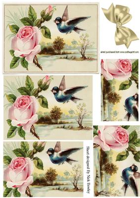 Pretty Bird with Pink Rose Pyramids