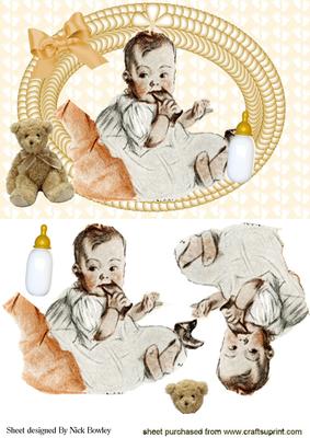 Lovely Vintage Baby Boy with His Bottle