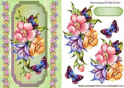 A Summer Spray of Flowers & Butterflies on a Plaque