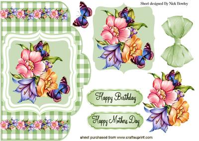 Summer Flowers Topper with Butterflies and Card Front