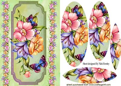 A Summer Spray of Flowers & Butterflies Oval Pyramids