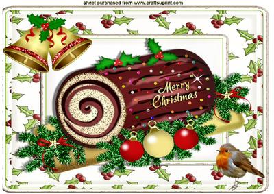 Chocolate Christmas Log with Robin A4
