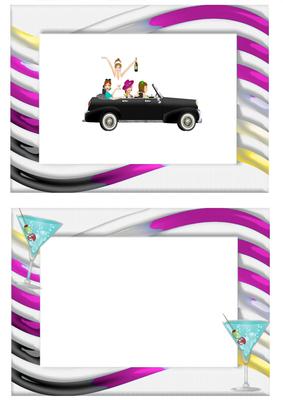Time to Party with Friends in Pink Funky Frame A5