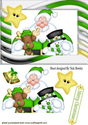 Santa and Friends with Star Green Funky Frame