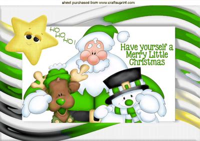 Santa and Friend with Star Green Funky Frame A4