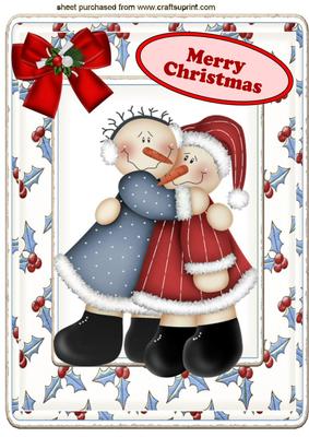 Mr and Mrs Snowman Dressed for Christmas A4