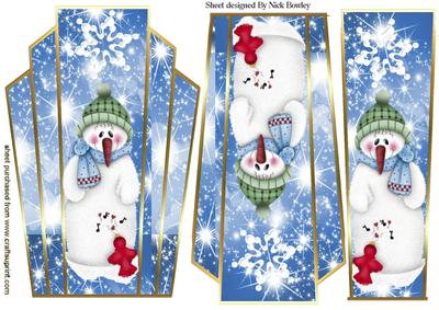 Cute Snowman with Red Robin, Art Deco Stackers