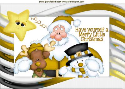 Santa and Friends in Gold Funky Frame A4