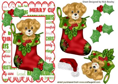 Cute Puppy in Christmas Stocking