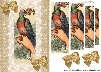 Vintage Bird on a Hand with Lace Pyramids
