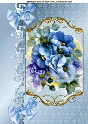 A Bouquet of Lilac/blue Flowers with Bows A4