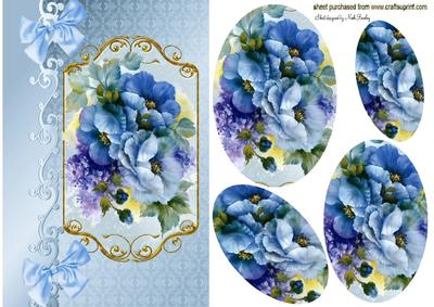 Bouquet of Lilac/blue Flowers Oval Pyramids