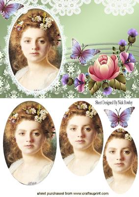 Vintage Lady Oval Pyramids with Morning Glory