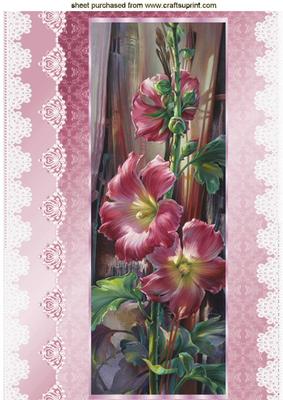 Pink Garden Flowers with Lace A4