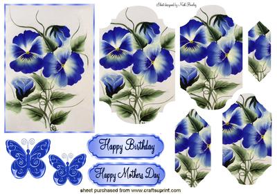 Blue & White Pansies Butterflies Bracket Pyramid