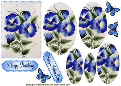 Blue and White Pansies Oval Pyramids