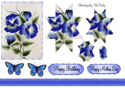 Blue White Pansies Star Pyramids