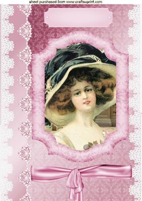 Pretty Vintage Lady with Bow & Lace A4