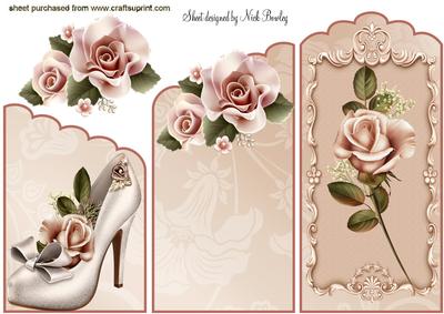 Pretty Shoe with Peach Roses Cascading Crd
