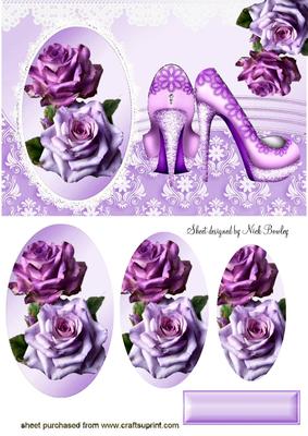 Pretty Pink/purple Roses Oval Pyramids & Shoes