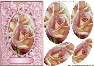 Pink Roses Oval Pyramids in Lace Frame