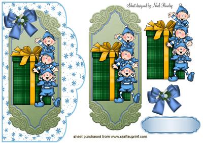 Santas Naughty Elves with Topper & Card