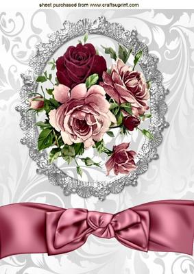 Garden Roses of Shades of Red & Pink in Ornate Frame A4