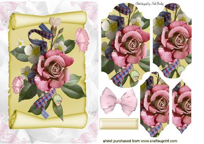 Roses on a Scroll with Butterflies Bracket Pyramids