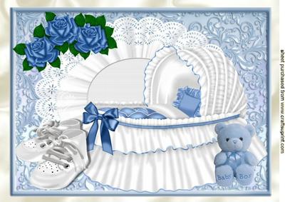 White Bassinet on Lace with Shoes & Bottle A4