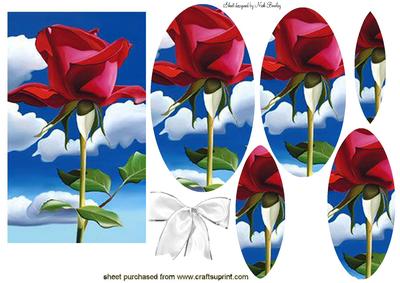 Red Rose on White Clouds Oval Pyramids