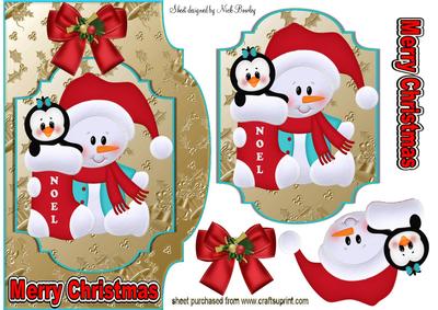 Cute Snowman & Penguin in Stocking Topper