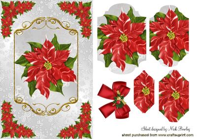 Poinsettias with Bow, Bracket Pyramids