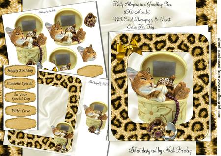 Kitty Sleeping in a Jewellery Box 8x8 Mini Kit