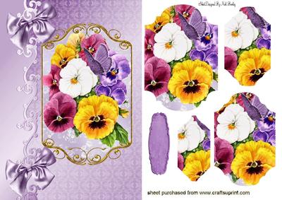Coloured Pansies with Bows Bracket Pyramids