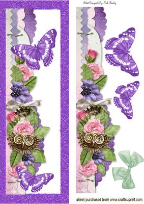 Beautiful Border of Summer Flowers and Butterflies Tall Dl